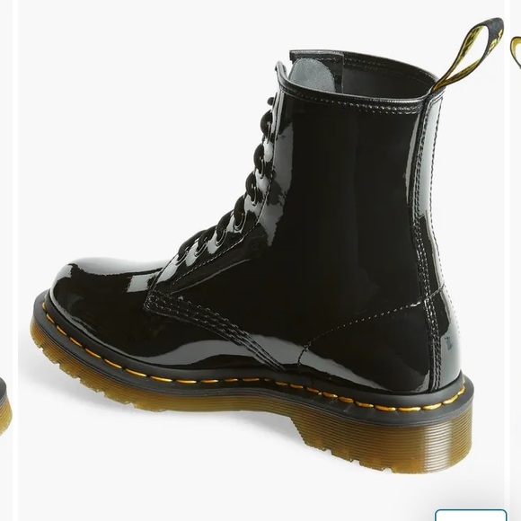 DR. MARTENS 1460 Womens Black Patent Leather Lace Up Boots - Picture 2 of 11